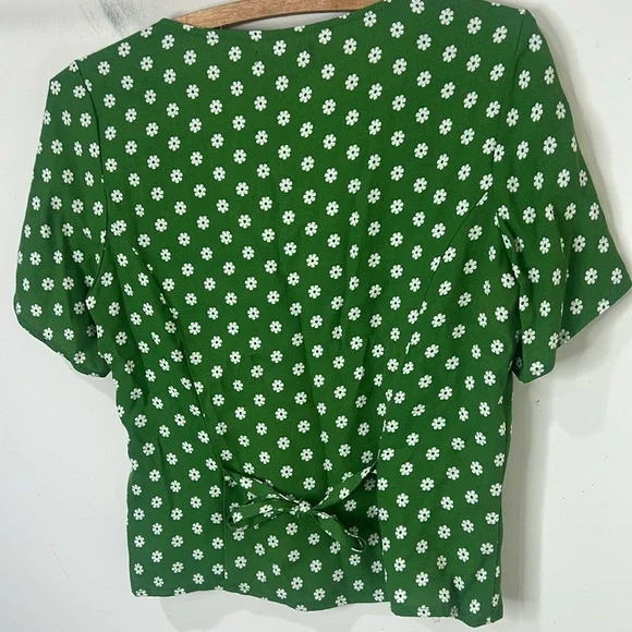 REFORMATION Green Janet Floral Woven Top Size 4 - Picture 16 of 16